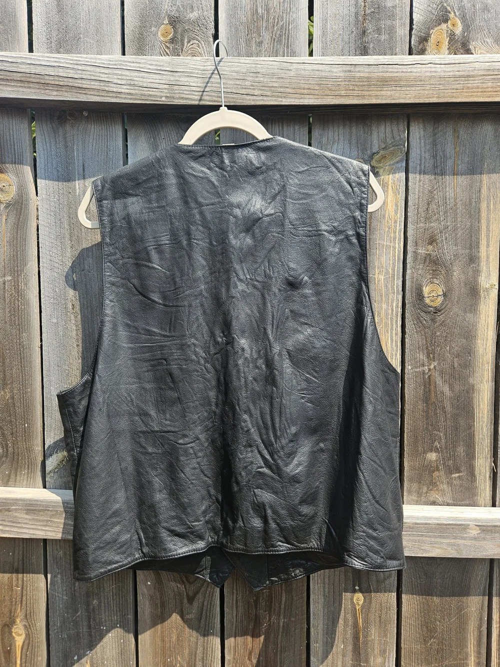 Roundtree & Yorke Black Genuine Leather Button Front Vest Mens L  Moto Biker VTG